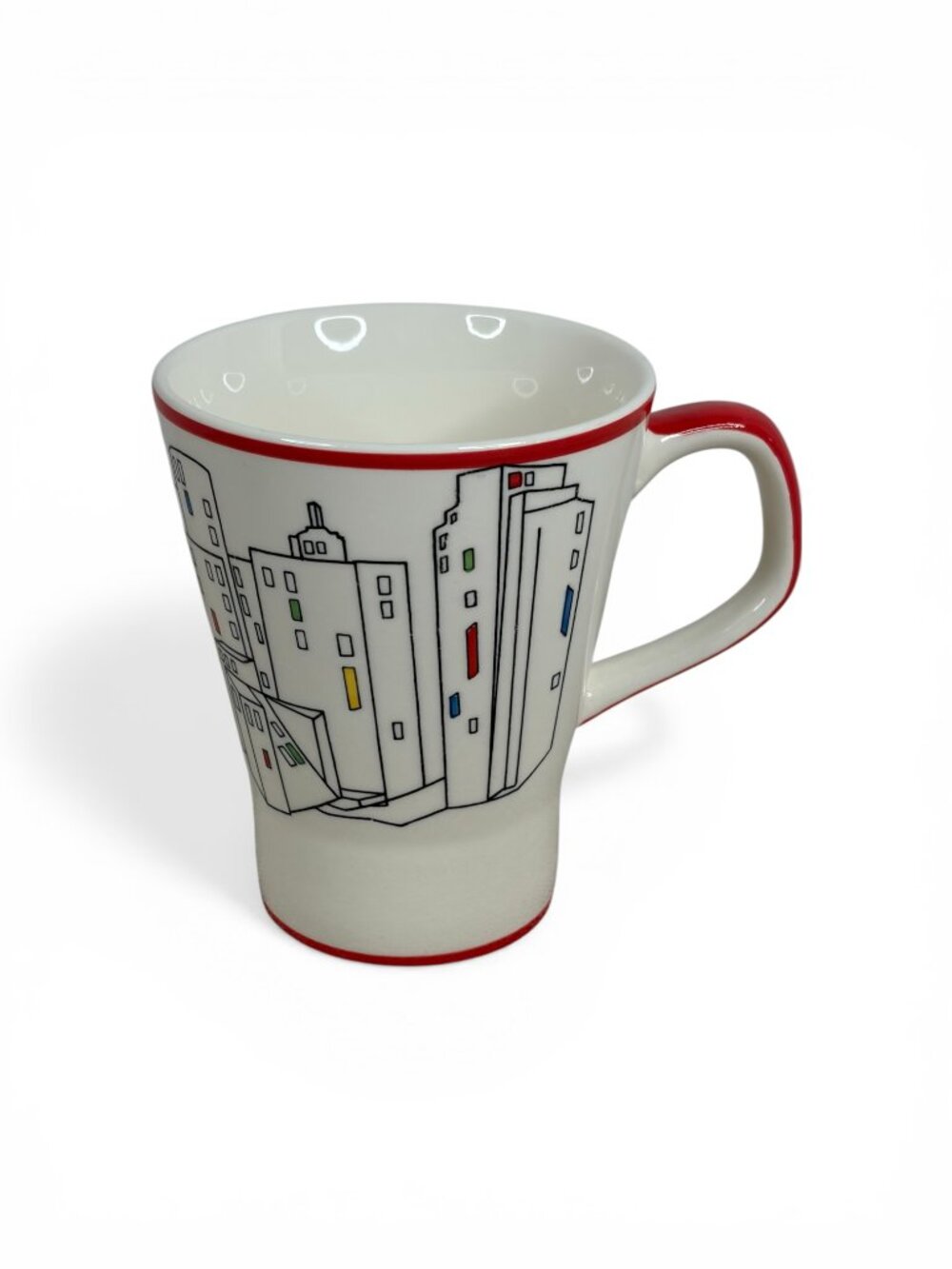 HuesNBrews Skyline Ceramic Coffee Tea Mug Tapered 10 Ounce Vintage